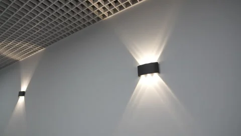 Rectangular lights cast intricate beams creating patterns Stock Footage 324907656