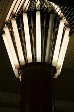 Rectangular lights on a granite column, in a circle Foto stock