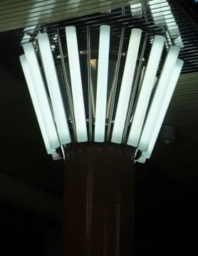 Rectangular lights on a granite column, in a circle Foto stock