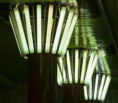 Rectangular lights on a granite column, in a circle Foto stock