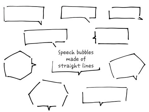 Rectangular line drawing speech balloons made of straight lines. Stock Illustration