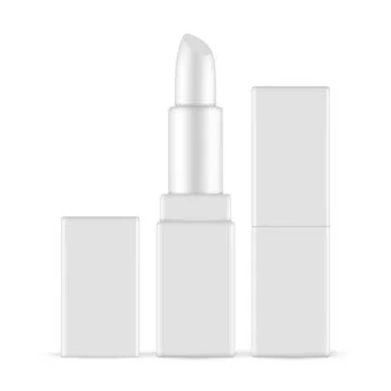 Rectangular Lipstick Mockup, Opened and Closed, Isolated on White Background Stock Illustration