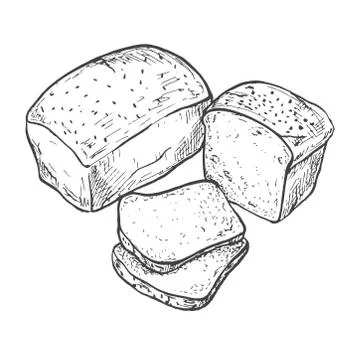 Rectangular loaf of bread. Sliced bread. Stock Illustration