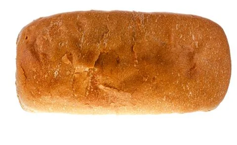 Rectangular loaf of tasty bread with crunchy golden crust isolated on white Stock Photos