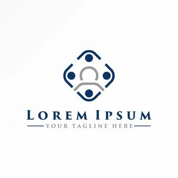 Rectangular logo. Community design. Image gathered. Meeting abstract concept. Stockillustratie
