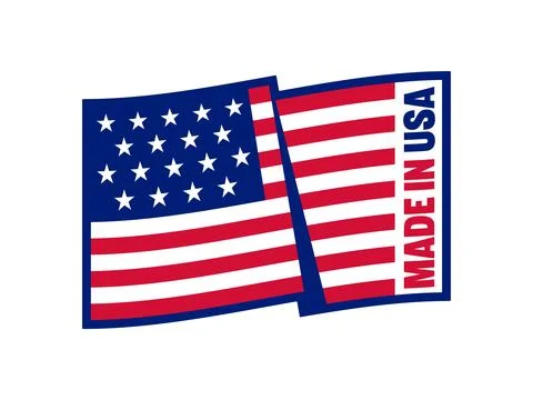 Rectangular Made in USA badge with American flag Stock Illustration
