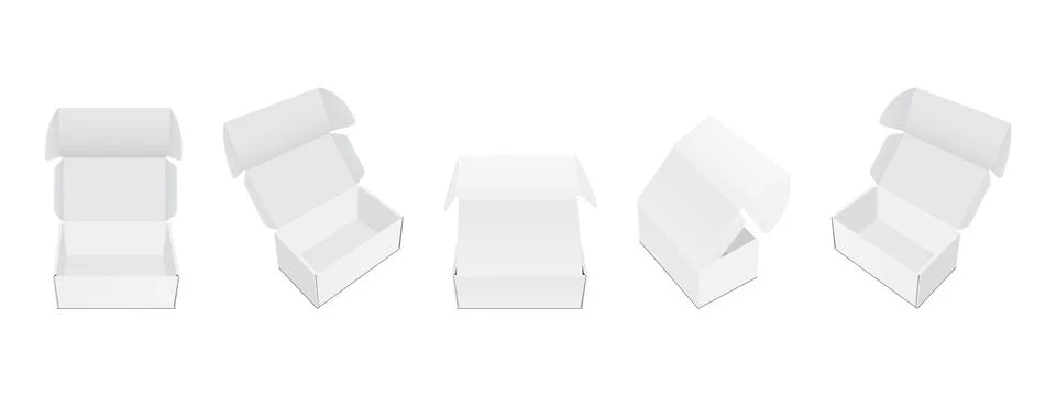 Rectangular Mailing Cardboard Boxes with Opened Lid Stock Illustration