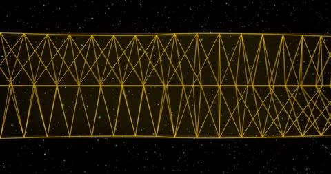 Rectangular mesh frame among stars in space. Concept of an intergalactic tunnel Illustrazione stock