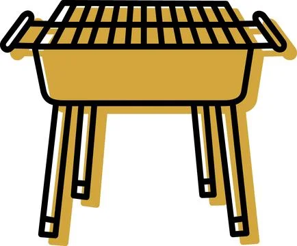 Rectangular metal barbecue grill flat design Stock Illustration