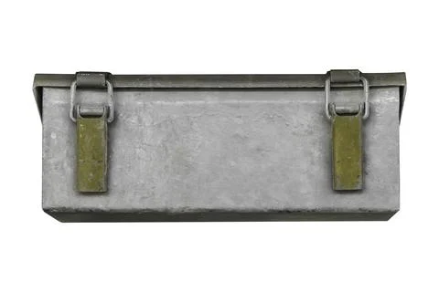 Rectangular metal military box with copyspace and weathered surface and two.. Stock Photos