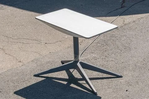 Rectangular Metal Outdoor Table with Star-Shaped Legs Stock Photos