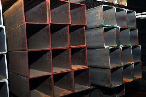 Rectangular metal pipes Stock Photos