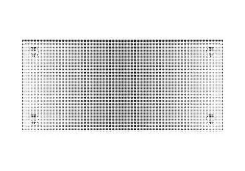 Rectangular metal plate with halftone dot pattern and corner rivet holes fo.. 스톡 일러스트