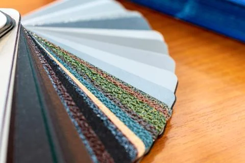 Rectangular metal plates, painted in various colors. 스톡 사진