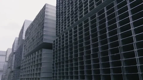 Rectangular Metal Profile Pipe in a Metal Open Warehouse 스톡 동영상 295264846