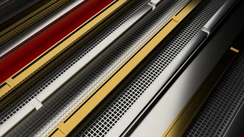 Rectangular metal shapes. Detailed reflective surface. Stock Illustration