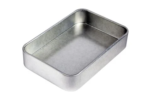 Rectangular metallic storage container polished aluminum industrial utility b Stock Photos