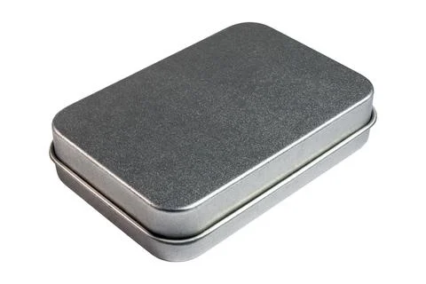 Rectangular metallic tin storage box with smooth matte finish Stock Photos
