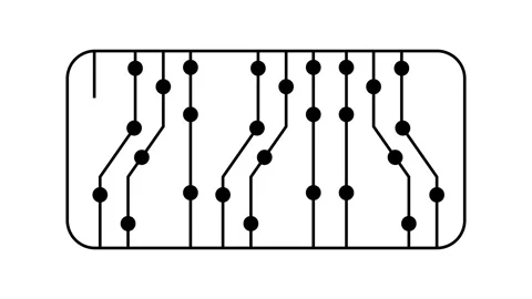 Rectangular microchip with printed circuit board animation Stock Footage 340491548