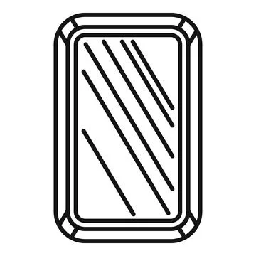 Rectangular mirror with beveled edges reflecting light in line art style Stock Illustration