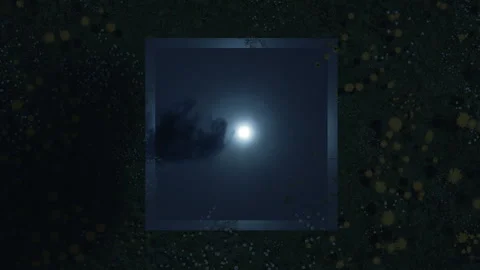 Rectangular mirror reflecting moon and moving dark cloud 動画素材 246713661