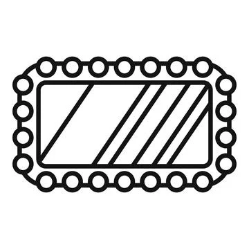 Rectangular mirror with round frame line icon Stock Illustration