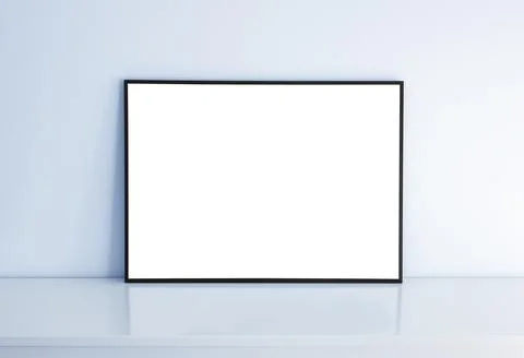 Rectangular mock up frame with blue background 스톡 사진