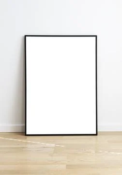Rectangular mock up frame by white wall 스톡 사진