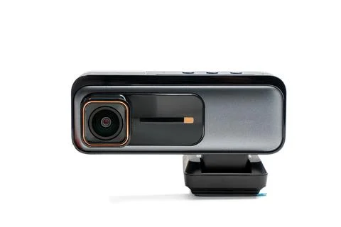 Rectangular modern camera close-up front. Stock Photos