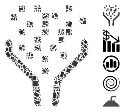 Rectangular Mosaic Data Processing Funnel Stock Illustration