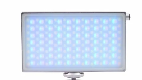 Rectangular multi-colored led panel shimmers in different colors close-up on a Stock Footage 170471047
