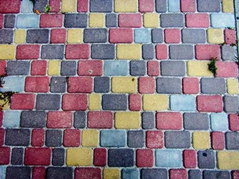 Rectangular multicolored paving tiles background. photo Stock Photos