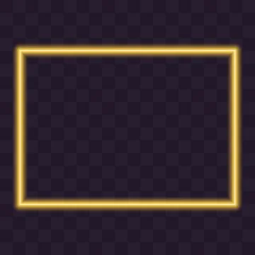 Rectangular Neon Frame Border Glowing Sample Greetings for Promo Print Material Stock Illustration