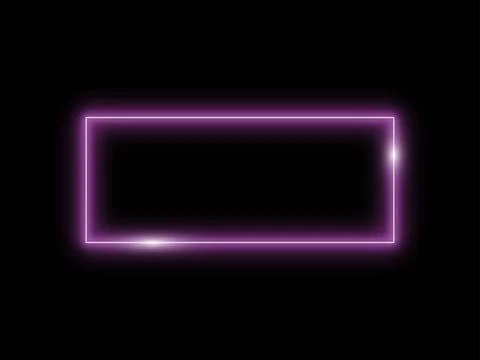 Rectangular neon frame purple pink color on black background Stock Illustration