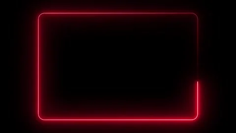 Rectangular neon frame in red. Looping line motion animation on a black bac.. Stock Footage 331982232