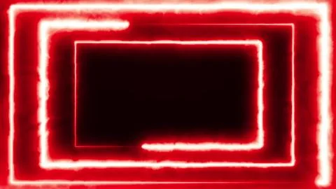Rectangular neon frame in red. Spiral movement. Seamless 4K animation of shiny Illustrazione stock