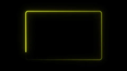 Rectangular neon frame in yellow. Looping line motion animation. Stockbeeldmateriaal 310094515