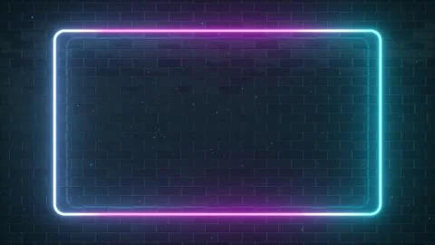 Rectangular neon sparkling luminous form on the background of a brick reflect Stock Illustration