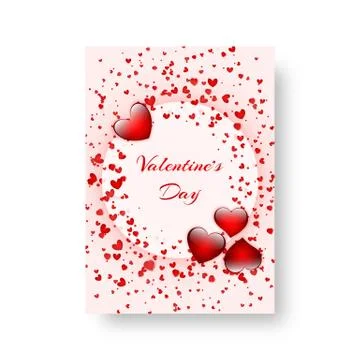 Rectangular notebook with scarlet hearts Stock Illustration