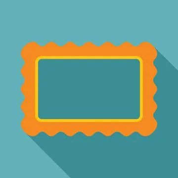 Rectangular orange postage stamp with yellow border and wavy edges casting a  Stock Illustration