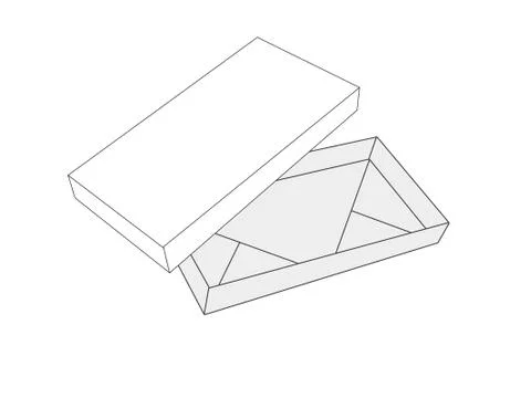 Rectangular Origami Paper Box with Lid Vector Illustrazione stock