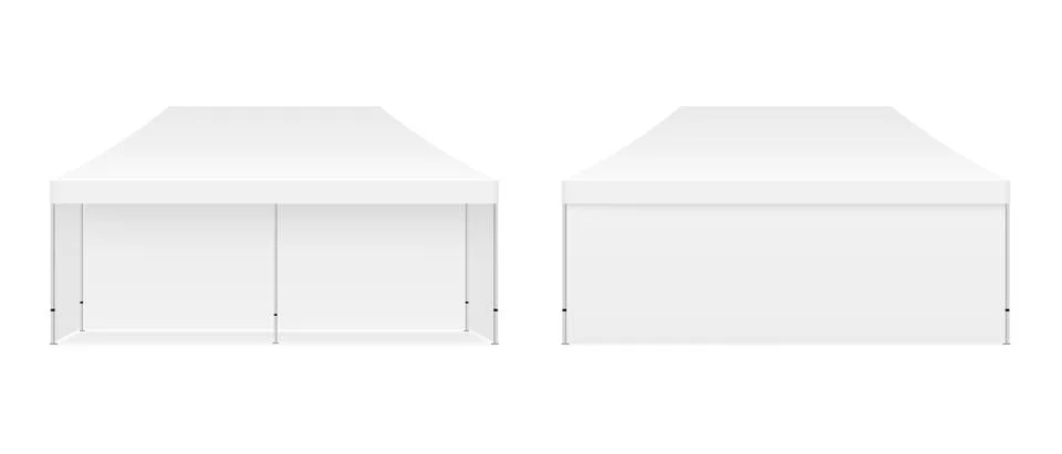 Rectangular Outdoor Canopy Tent Mockup, Front and Back View Stock Illustration