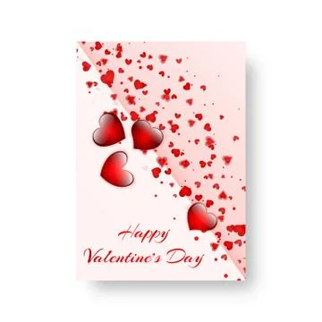 Rectangular pamphlet with scarlet hearts Stock Illustration