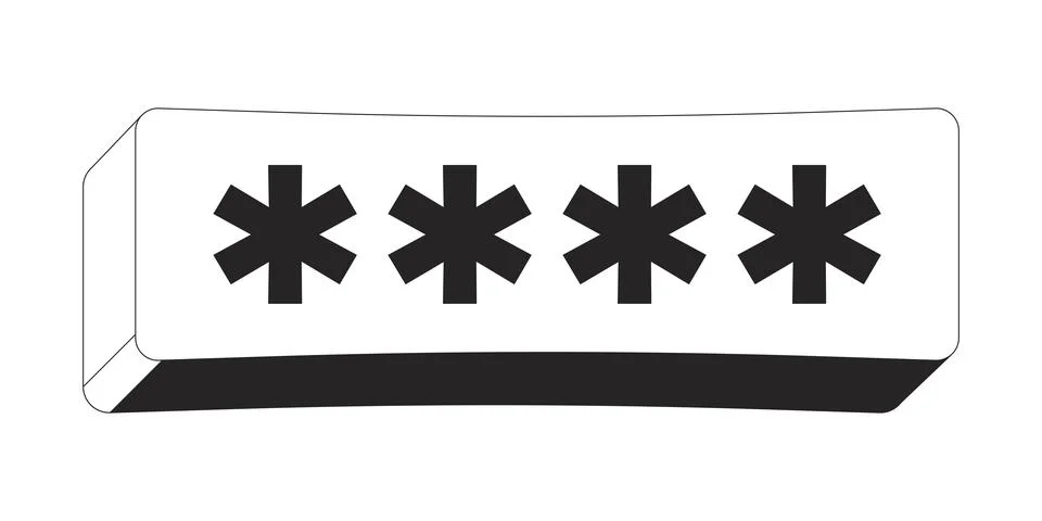 Rectangular password entry asterisks field 2D line object Stock Illustration