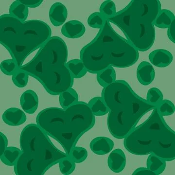 Rectangular Pattern of Green Smiling Shapes Illustrazione stock