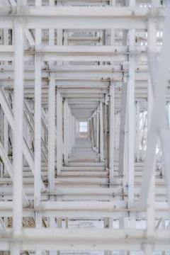 A rectangular pattern seen from aligning the support structure from stadium Stock Photos