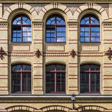 Rectangular patterned facade in Leipzig, Germany, July 2017, Europe Stock Photos