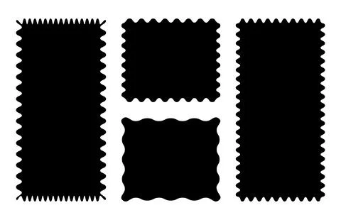 Rectangular patterns with squiggly borders. Wave curve edge black frames mockups 스톡 일러스트