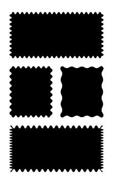 Rectangular patterns with squiggly borders. Wave curve edge frames. Black tags Stock Illustration