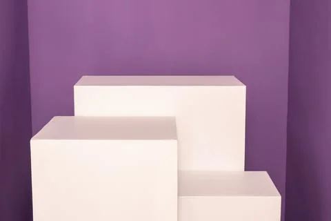 Rectangular pedestals against color background. Product photography mockup Foto stock